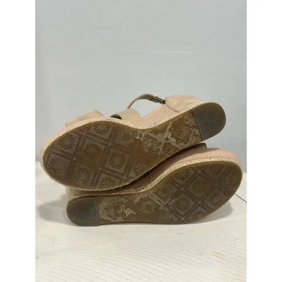 Ugg Australia Calla Women Shoes Brown Sz 7.5Leather Strap Platform Wedge Sandals - Picture 5 of 9